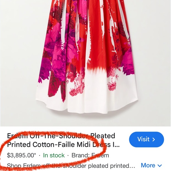 ERDEM Strapless Red and Purple Dress - Picture 8 of 8